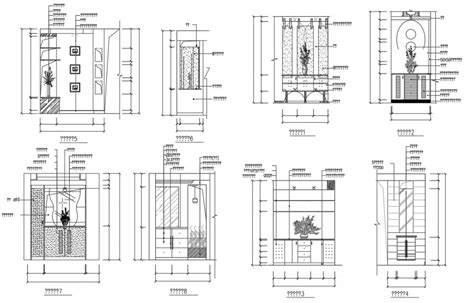 Wooden Entrance Cabinet All Sided Elevation Cad Drawing Details Dwg