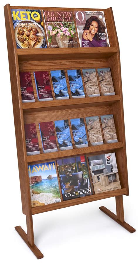 Professional Wood Magazine Stand Medium Oak Catalog Rack