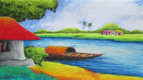 Scenery Drawing With Oil Pastels For Beginners