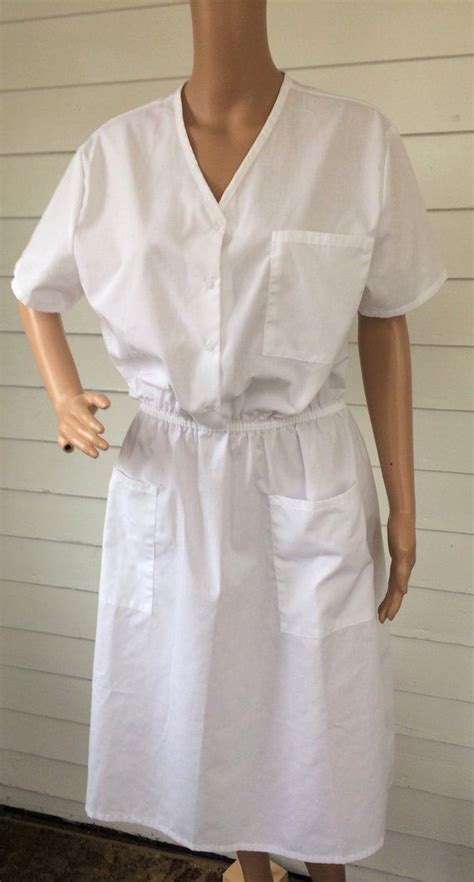 Vintage Nurse Uniform Dress 80s Crest White Nurses Dress M White Nurse Dress Nurse Dress