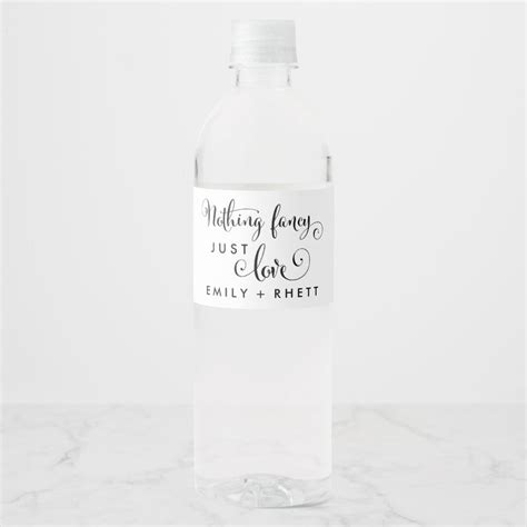 Southern Belle Calligraphy Nothing Fancy Just Love Water Bottle Label
