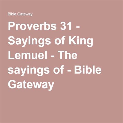 Bible Gateway Passage Proverbs 31 New International