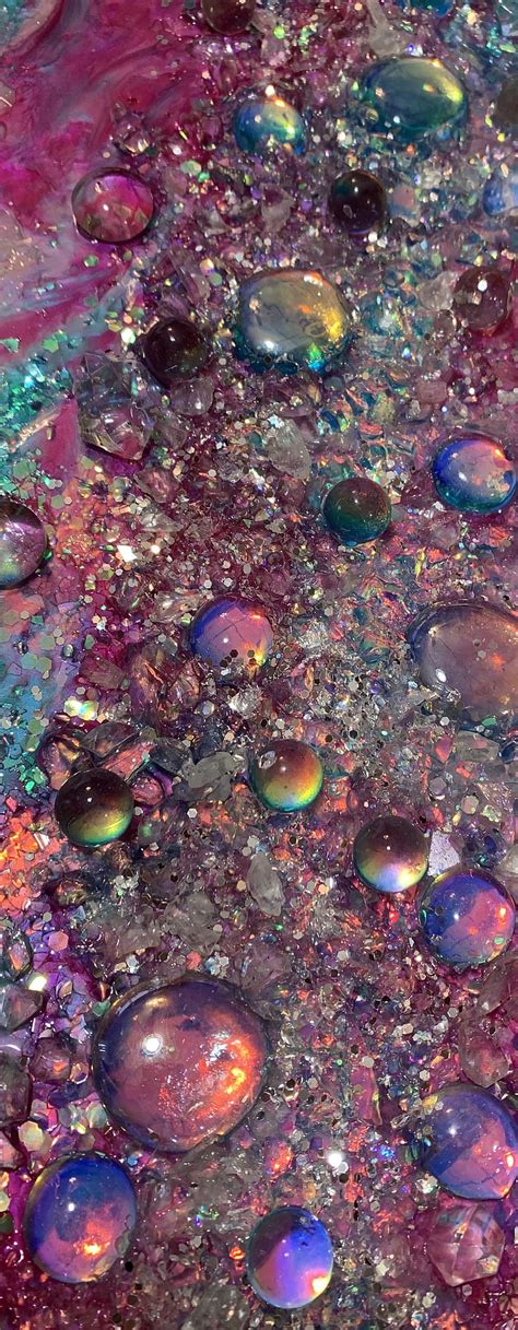 Bubbles Abstract Iridescent Pink Purple Sparkles Teal Hd Phone