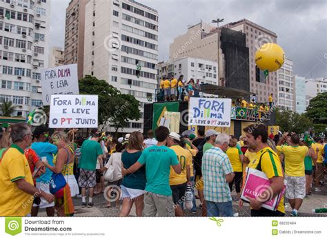 Brazilians Protest Against Government And President Editorial Stock