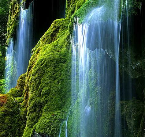 Waterfall Waterfalls Hills Green Moss Hd Wallpaper Pxfuel