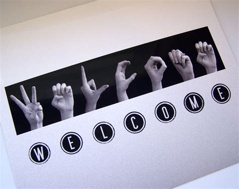 Welcome Sign Asl Sign Language Letters Black And White Typewriter
