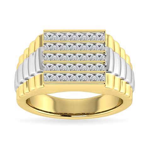Diamond 12tw Mens Rolex Ring In 10k Two Tone Gold Unclaimed Diamonds