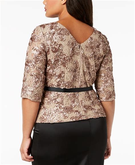 Alex Evenings Plus Size Sequined Lace Top Macys