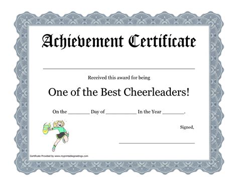 Free Printable Cheerleader Certificates Printable Templates