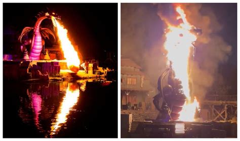 video maleficent dragon catches fire during “fantasmic ” in disneyland disney world attractions