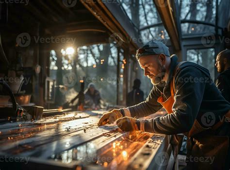 construction workers meticulously working on installing a door