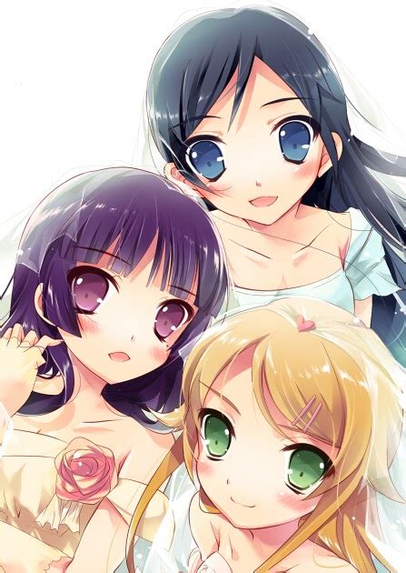 Hugging Three Anime Girl Best Friends