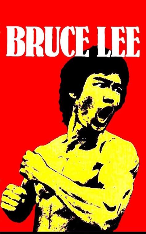 An Image Of Bruce Lee On A Red Background