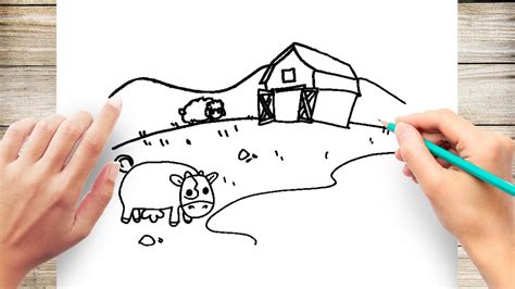 How To Draw A Farm Step By Step Youtube