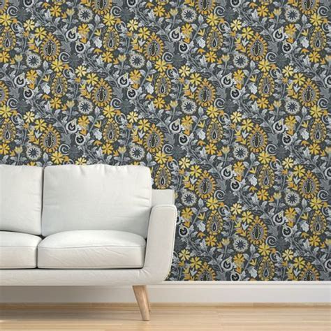 Zafer Yellow Gray Wallpaper Yellow Grey Wallpaper Grey Wallpaper
