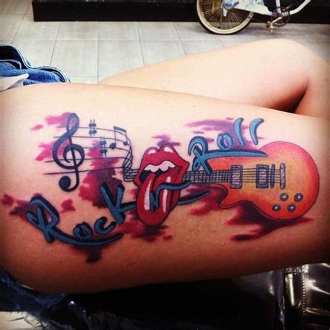 rock and roll tattoo arte tattoo fotos e ideias para tatuagens leg tattoos thigh tattoo
