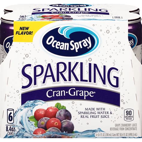 Ocean Spray Sparkling Cran Grape Juice Beverage 6 84 Fl Oz Cans