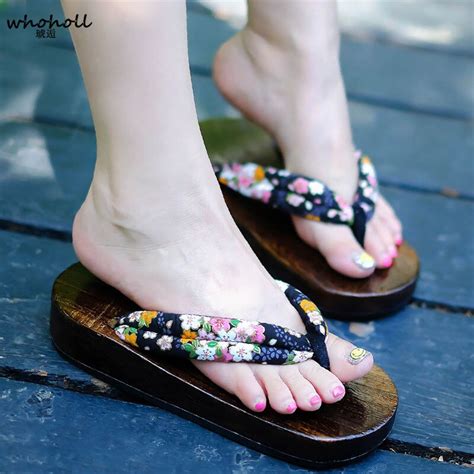 whoholl geta anime cosplay comiket japanese clogs kimono geta coser thick bottom flat sandals