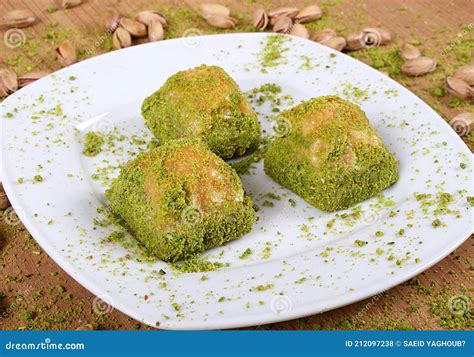 The Best Turkish Special Baklava Together With Pistachios On A Plate