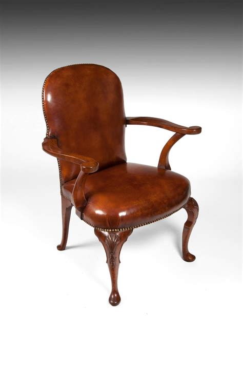 Check spelling or type a new query. Antique Leather Upholstered Walnut Armchair on Cabriole ...