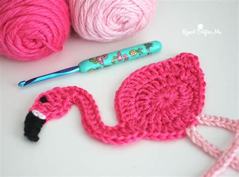 Crochet Flamingo Applique Repeat Crafter Me