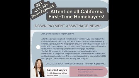 California Dream For All Down Payment Assistance Program Down