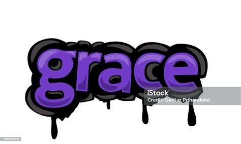 Grace Writing Graffiti Design On White Background Stock Illustration