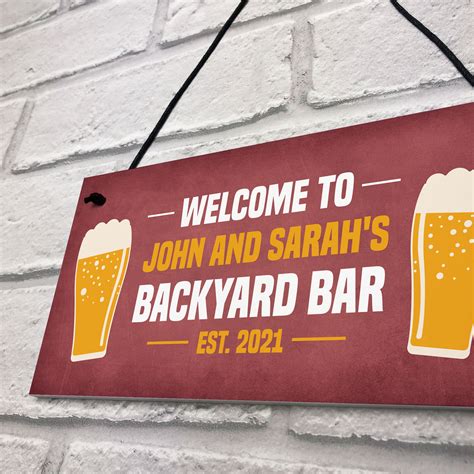 Personalised Backyard Bar Sign Novelty Home Bar Signs Plaques