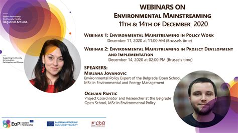 Webinars On Environmental Mainstreaming December 11 14 2020 Eastern