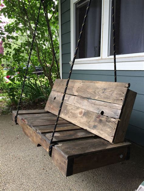 Finished Repurposed Wood And Pallet Porch Swing Wooden Pallet