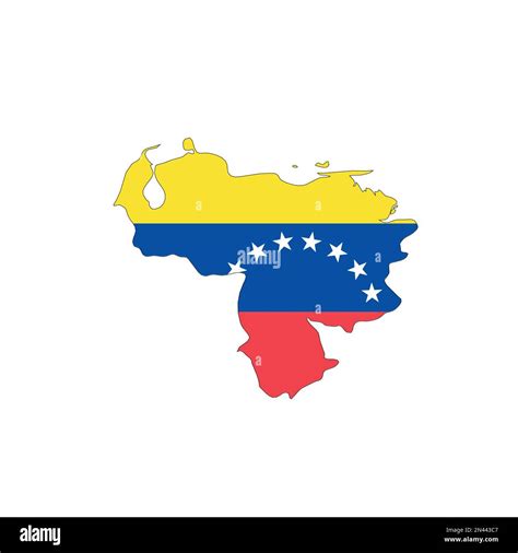 Venezuela National Flag In A Shape Of Country Map Silhouette With