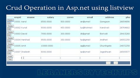 How To Make Crud Operation In Asp Net Using Listview With Sql Server Database Youtube