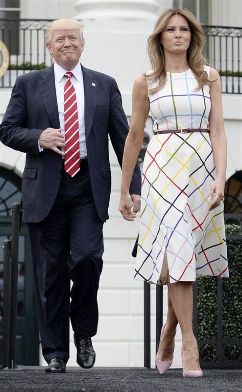Stripes On Stripes From Melania Trumps Best Looks Alongside Her Husband Mrs Trump Hosted The