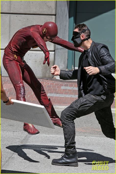 full sized photo of grant gustin suits up on the flash set in vancouver 02 grant gustin