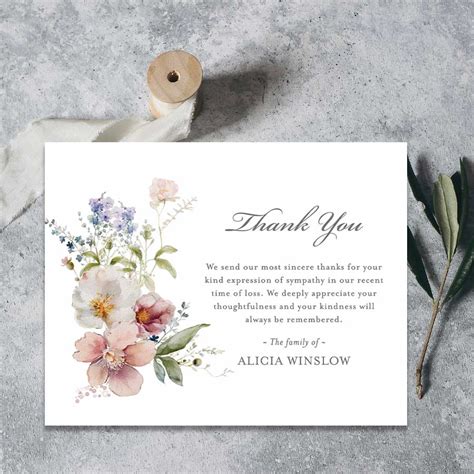 Printable Sympathy Acknowledgement Cards With Your Custom Text