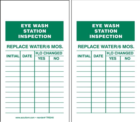 Printable Eyewash Station Checklist