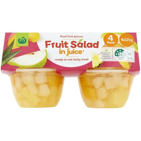 Woolworths Fruit Salad In Juice Cups 4 Pack Bunch