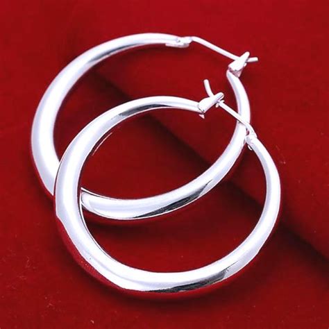 Textured Hoop Earrings Sterling Silver Jewelry