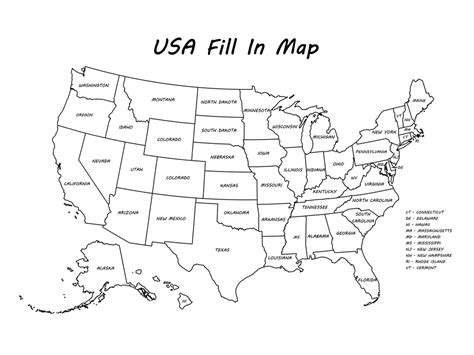 Usa Fill In Map Digital Download Zacks Map Shop