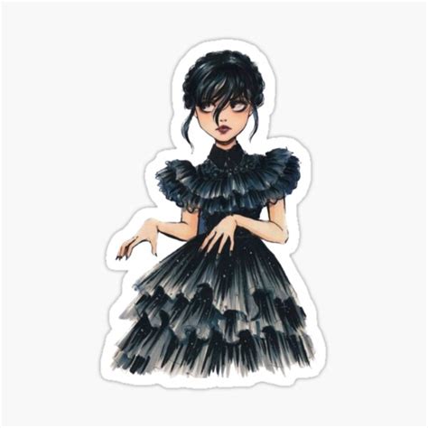 Wednesday Addams Art Sticker For Sale By Vladsarts Redbubble