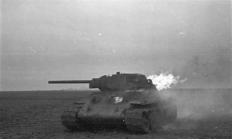 Russian T 34 Shortly After Receiving A Direct Hit From German Anti Tank Troops Undated Ww2