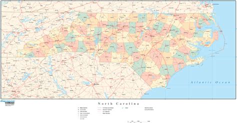 North Carolina Wall Map With Counties By Map Resources Mapsales