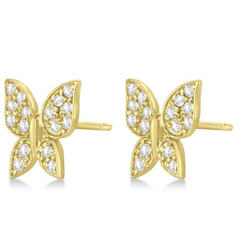 Diamond Butterfly Stud Earrings 14k Yellow Gold 030ct In739
