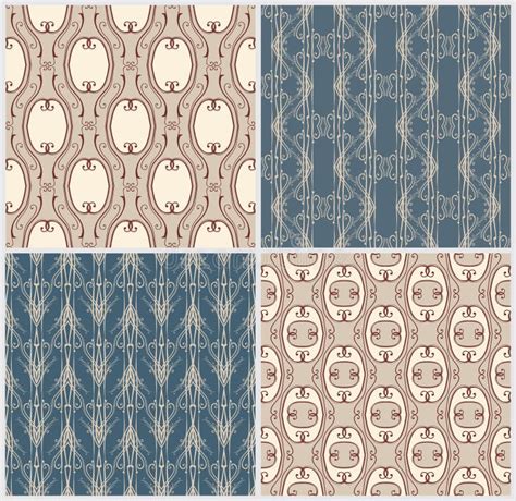 Vector Set With Vintage Seamless Patterns Stock Vector Illustration