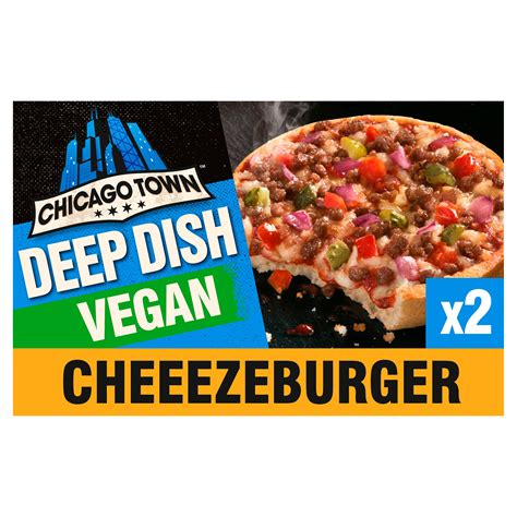 Chicago Town 2 Deep Dish Vegan Cheeseburger Mini Pizzas 2 X 166g