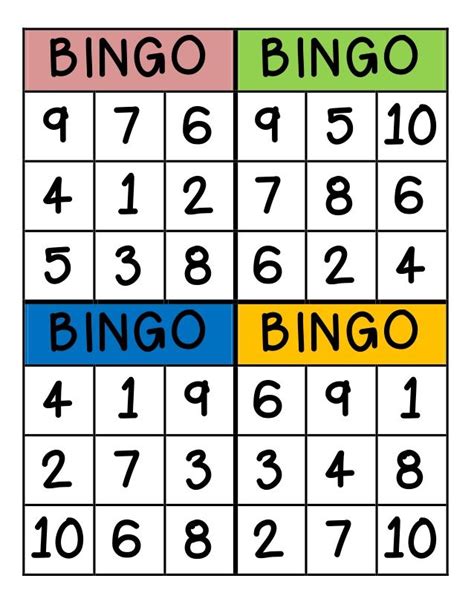 Bingo Numbers 1 10 Numbers For Kids Numbers Preschool Preschool Math