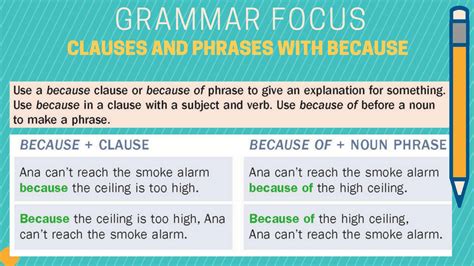 Grammar Because Vs Because Of 3b I Can Use The Because Clause And