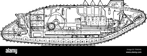 This Illustration Represents Medium Mark V Tank Plan Vintage Line