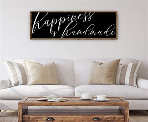 Happiness Is Handmade 20x60 Inspirational Sign Living Room Decor