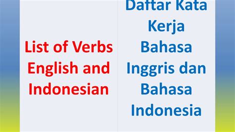 Learn English And Indonesian Verbs In Three Minutes 6 Youtube